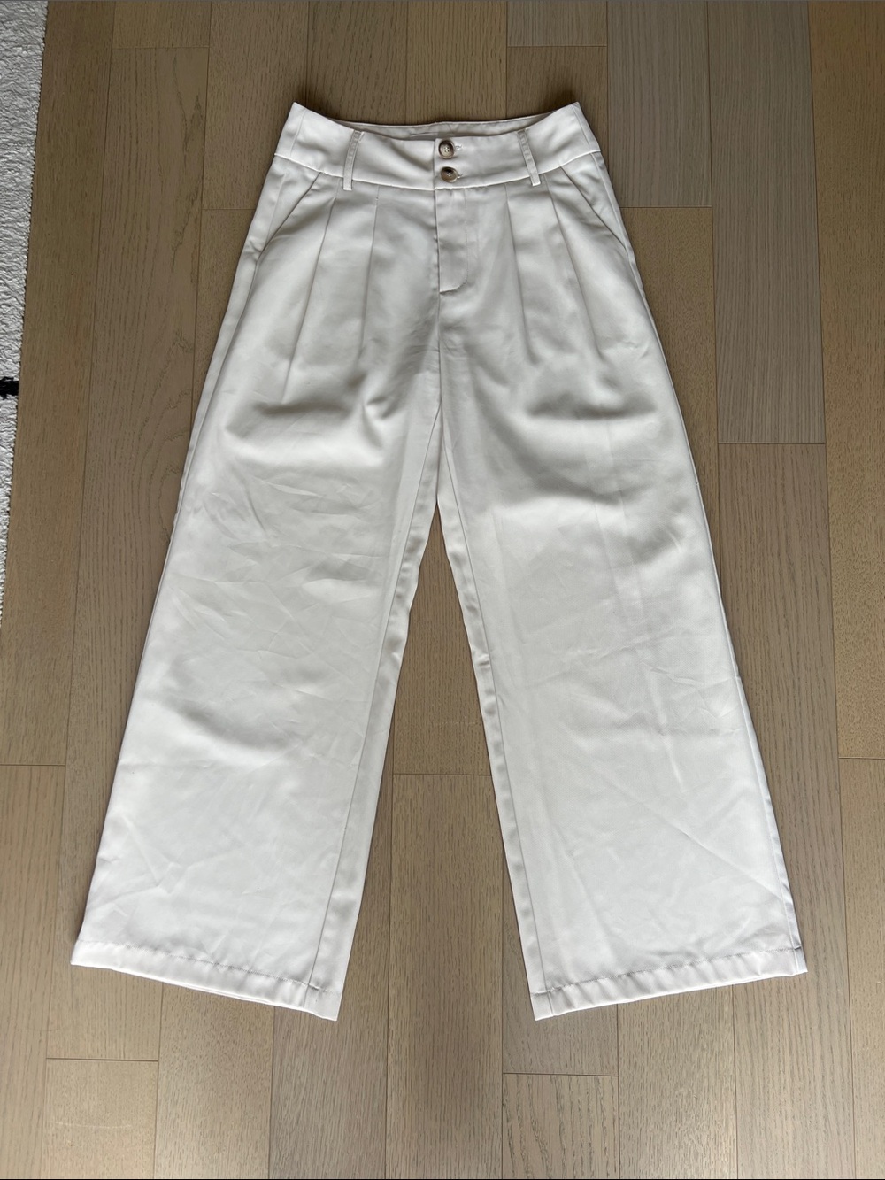 Mid Rise Wide Leg White Trousers